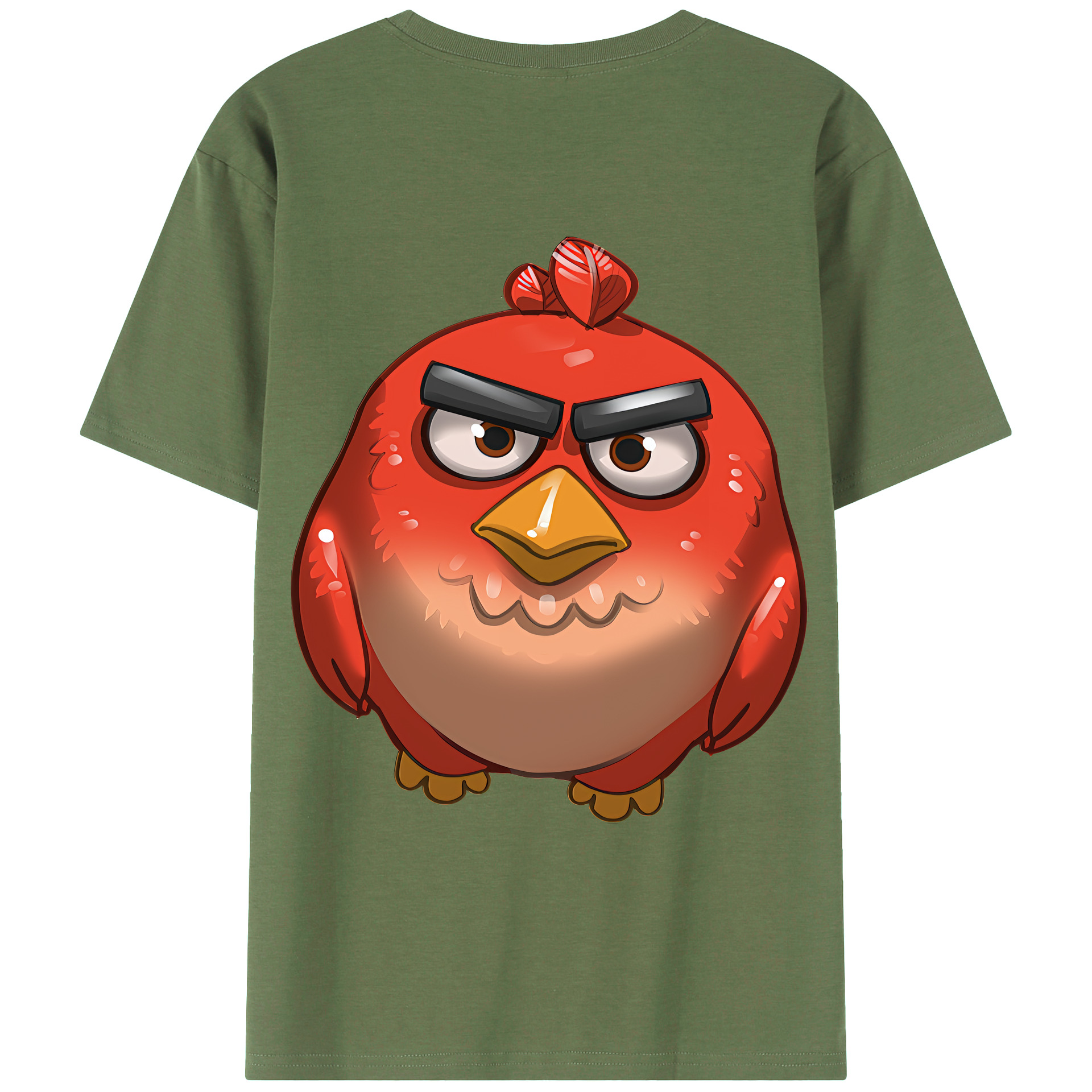 （画像用） Angry Birds アングリーバード 綿100％ メンズ半袖Tシャツ（バックプリント） 通気性
